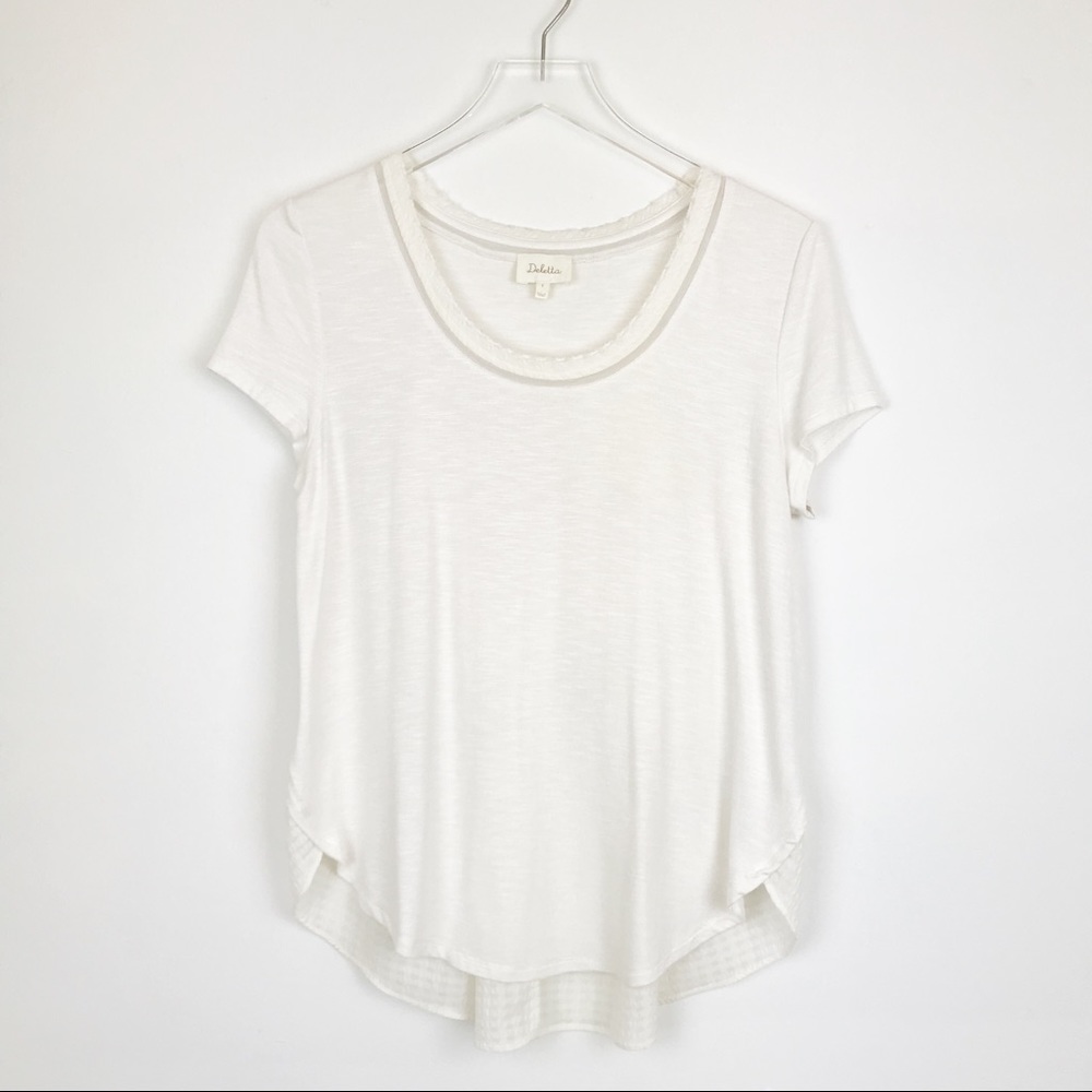 ✨ Anthropologie Deletta Cream Ruched Back Top/Tee